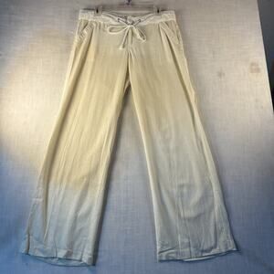 Wide Leg Linen Blend Pants Women 9/32 Length Coastal Beachy Flowy Boho